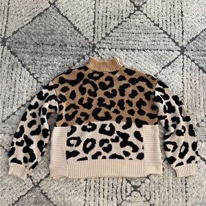 Nine West Leopard Print Cowl Sweater - Tan and Black
